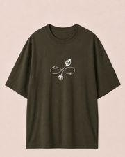 Ananta Women Oversized T-Shirt, Olive Green, Premium Cotton, Graphic Print, Streetwear Style