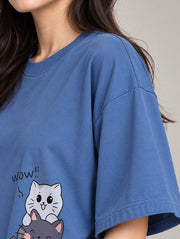 Wow Cat Oversized T-Shirt for Women | Madpaten