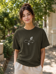 Ananta Women Oversized T-Shirt, Olive Green, Premium Cotton, Graphic Print, Streetwear Style