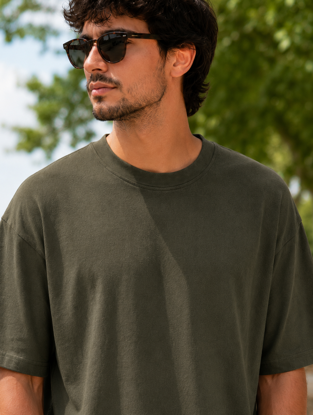 Olive Green Oversized T-Shirt for Men | Madpaten