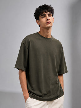 Olive Green Oversized T-Shirt for Men | Madpaten